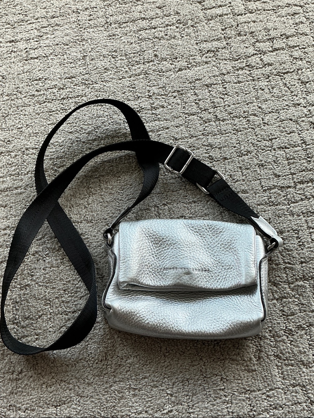 Aimee Kestenberg Metallic Silver Crossbody with Black Strap